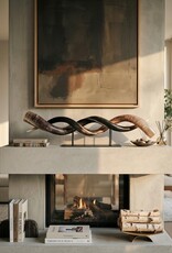 Kudu horn partly ground double on metal stand  - Copy