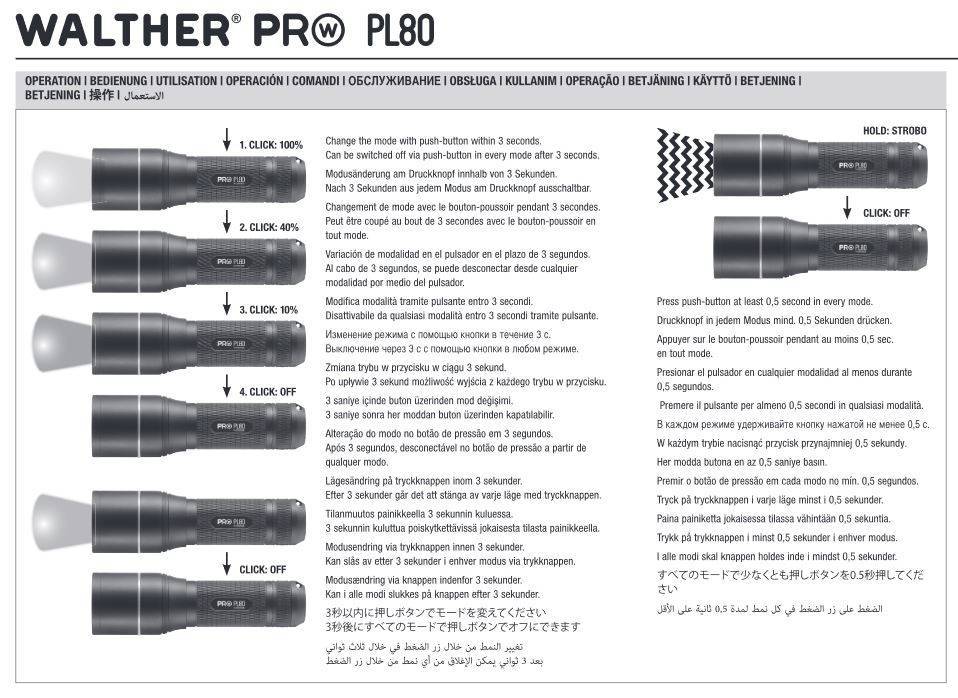 Walther Pro Taschenlampe PL80 - 650 Lumen