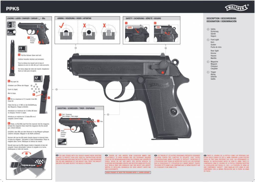 Walther PPK/S - presión del resorte - 0,50 julios