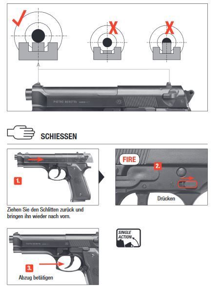 Beretta M92 FS - pressione della molla - 0,50 joule