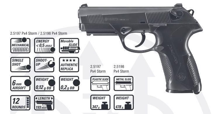 Beretta Px4 Storm - pression de ressort - 0,50 joules