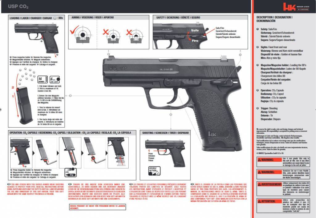 H&K USP .45 Co2 NBB - 2,0 Joules - BK