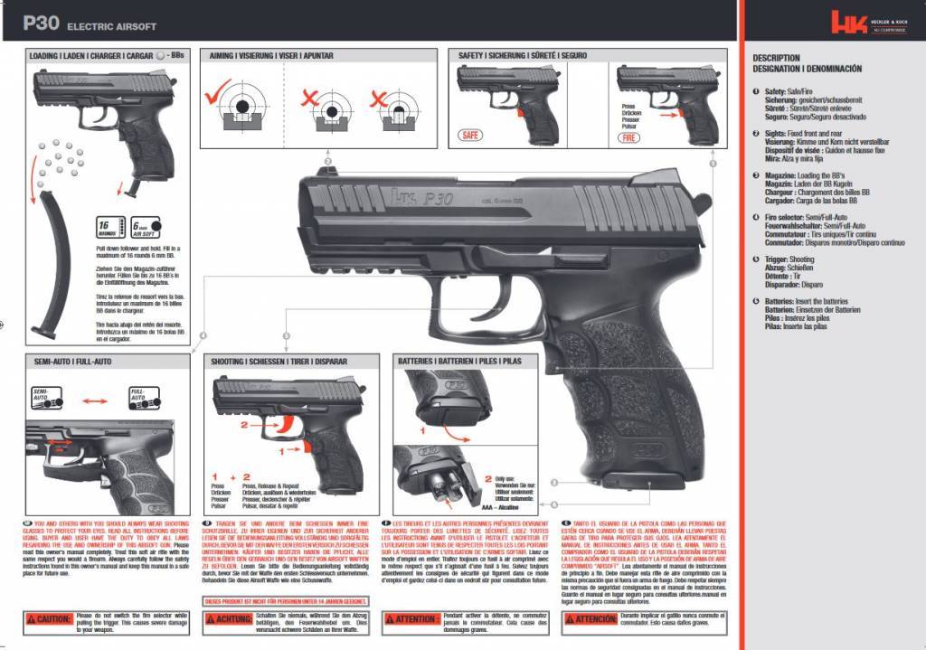 H&K P30 AEP EBB - 0,50 joules - BK