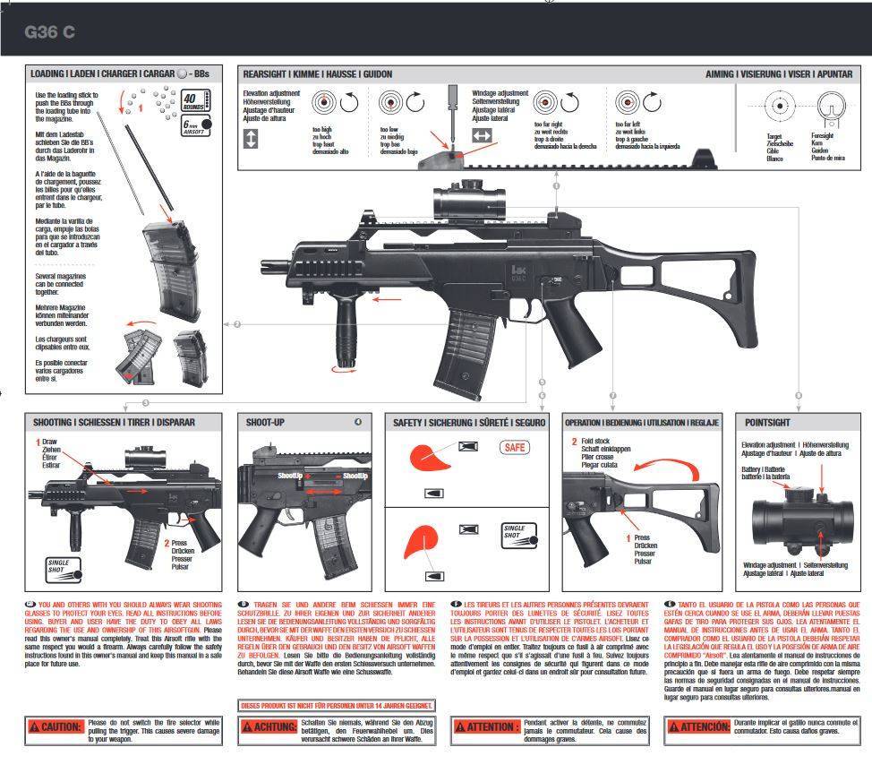 H&K G36C  - Federdruck - 0,50 Joule - BK