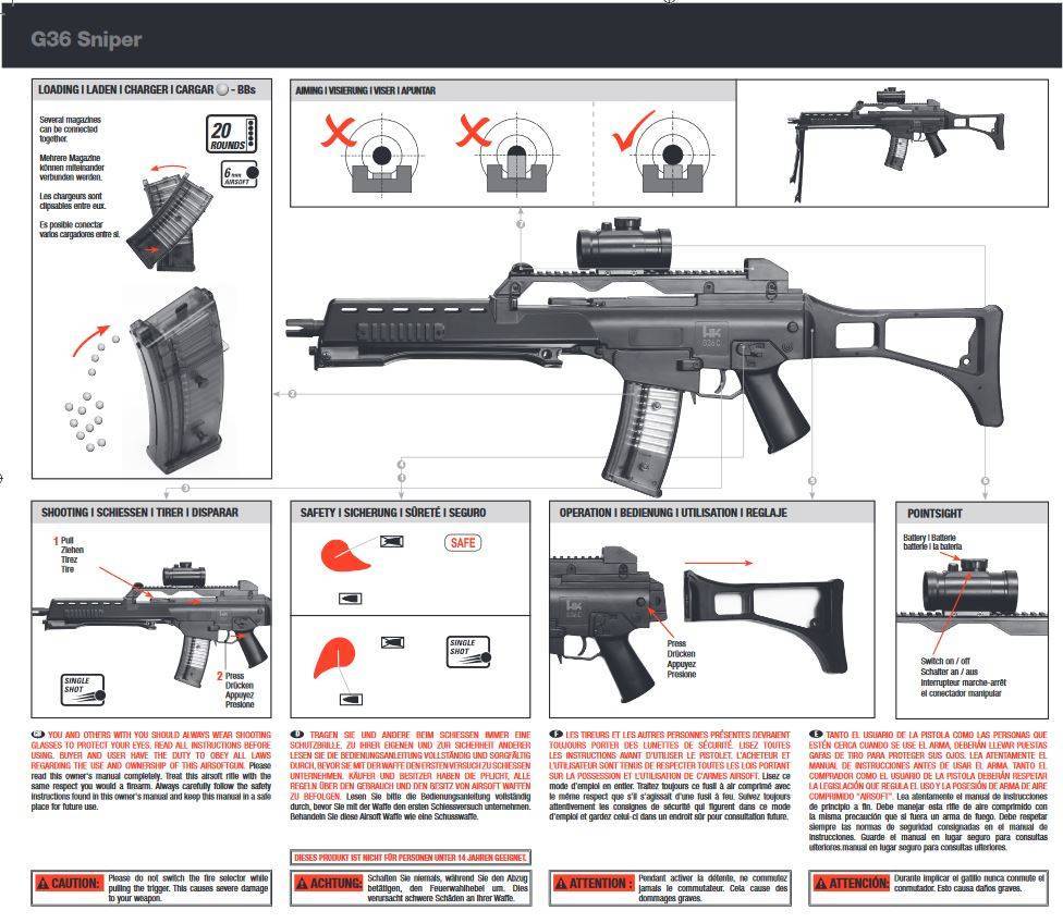 H&K G36 Sniper - Federdruck - 0,50 Joule - BK