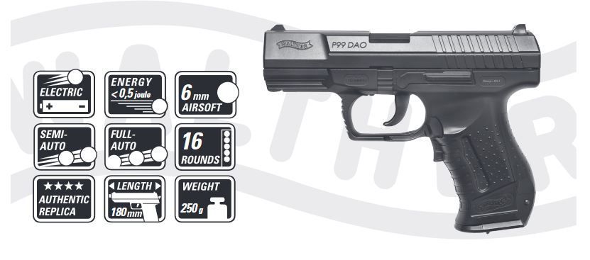 Walther P99 DAO EBB - 0,50 joules - BK