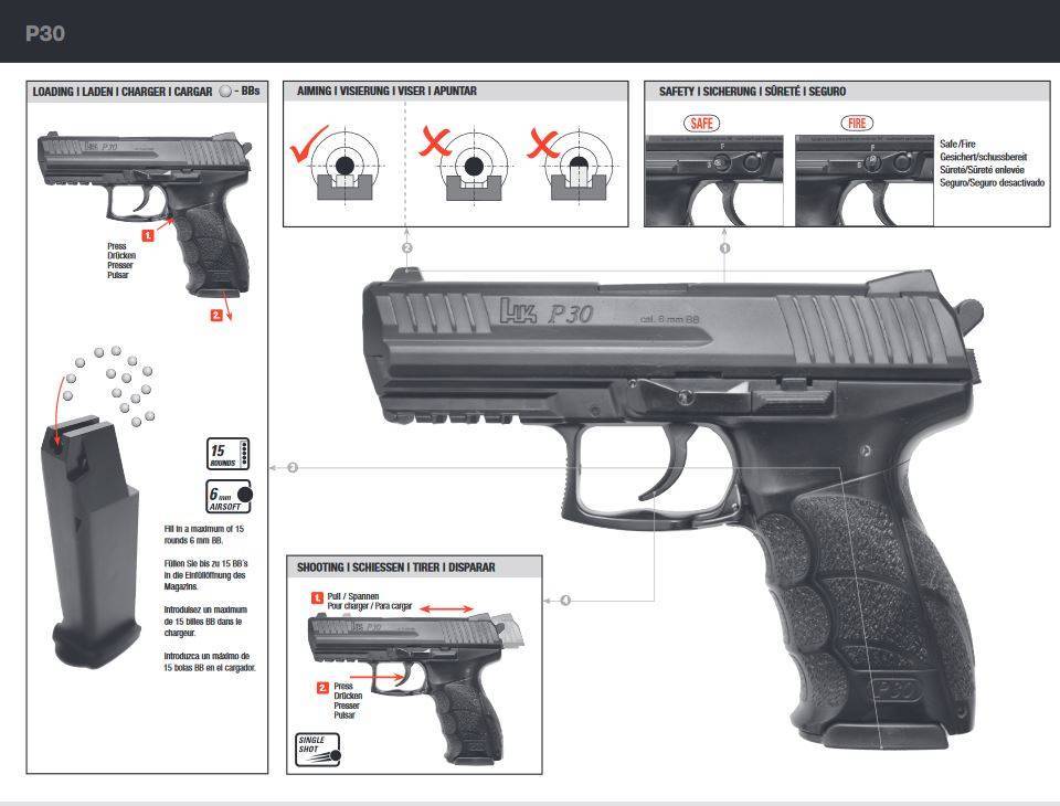 H&K P30 Federdruck - 0,50 Joule - BK