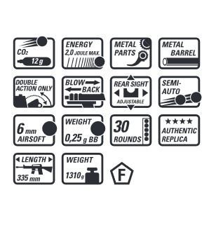 H&K MP5K Co2 GBB Semi Seulement - 2,50 Joules - BK