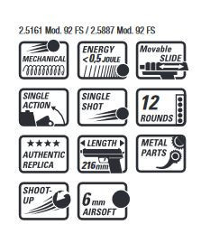 Beretta M92 FS HME - pression du ressort - 0,50 joules
