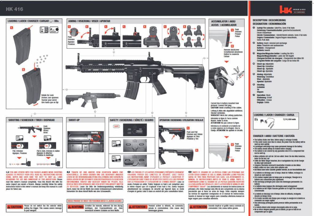 H&K 416 CQB AEG - 0,50 joules - BK