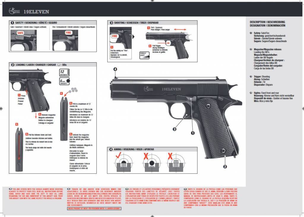 Combat Zone 19 Eleven - pressão da mola - 0,50 joules