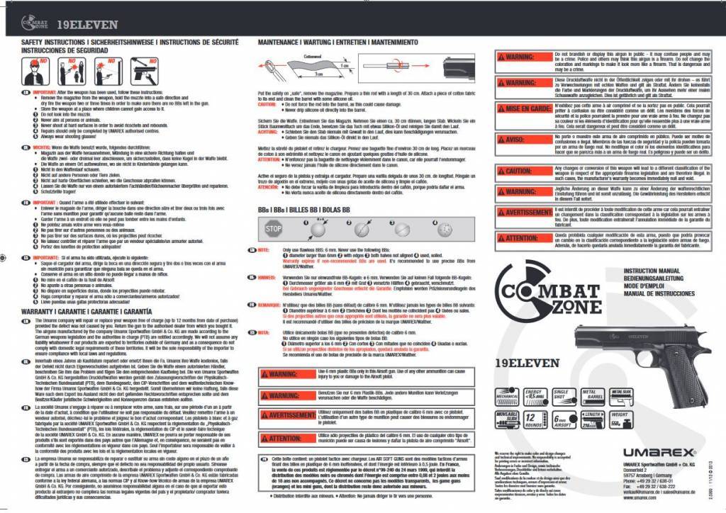 Combat Zone 19 Eleven - pressão da mola - 0,50 joules