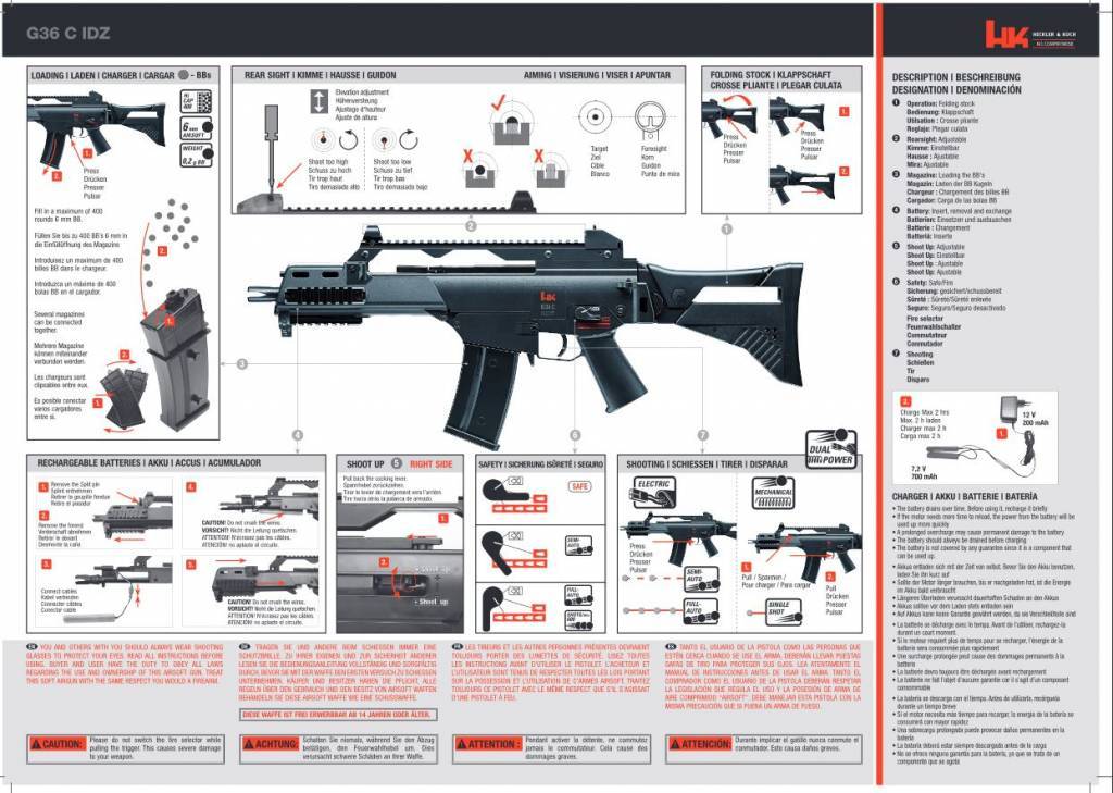 H&K G36C IDZ Dual Power EBB - 0.50 Joule - BK