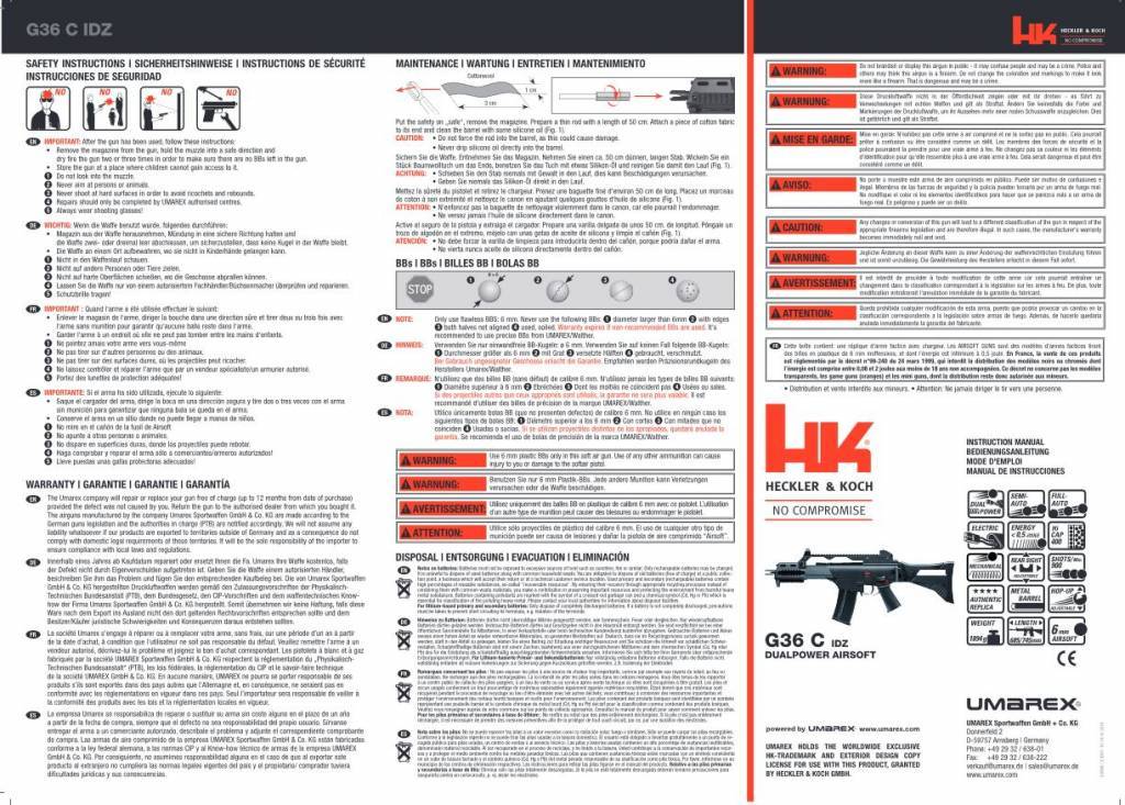 H&K G36C IDZ Dual Power EBB - 0,50 J - BK