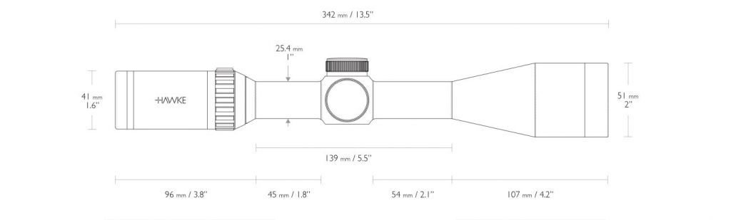 Hawke Vantage SF 4-16 × 44 ½ Mil puntos