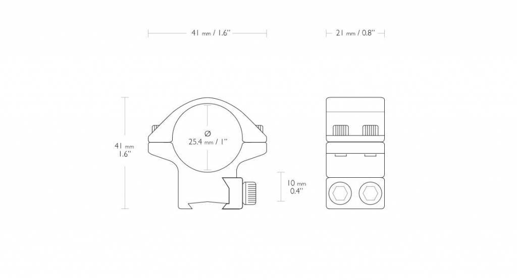Hawke Montajes de coincidencia de alcance de 1 "/ 25 mm - Perfil bajo