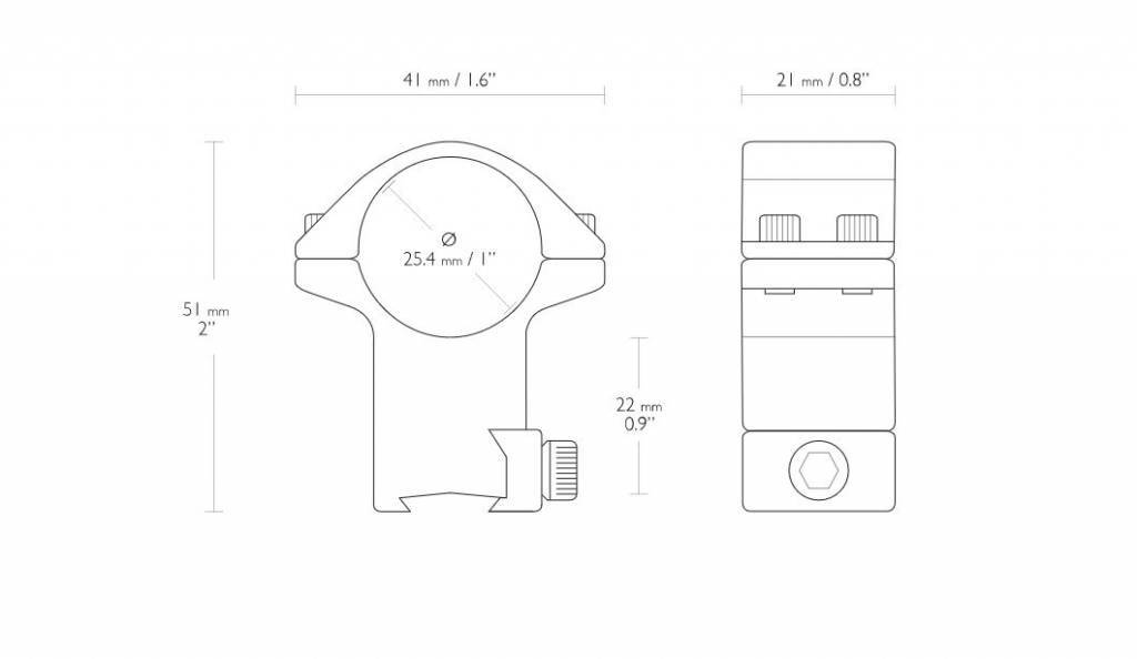 Hawke 1"/25 mm Scope Match Montagerings - High Profile