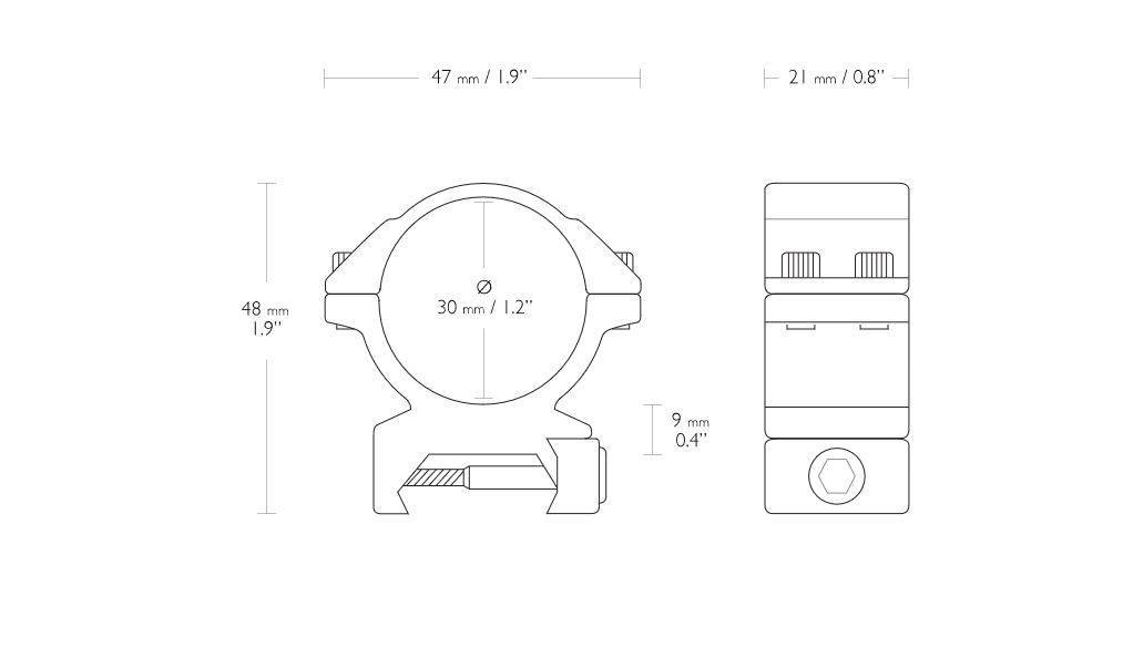 Hawke 1,2"/30 mm Scope Match Montagerings - Medium Profile - Weaver