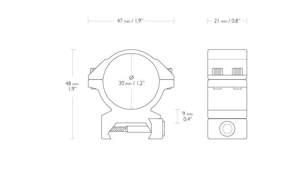 Hawke Montagerings de correspondência de escopo de 1,2 "/ 30 mm - Perfil médio - Weaver