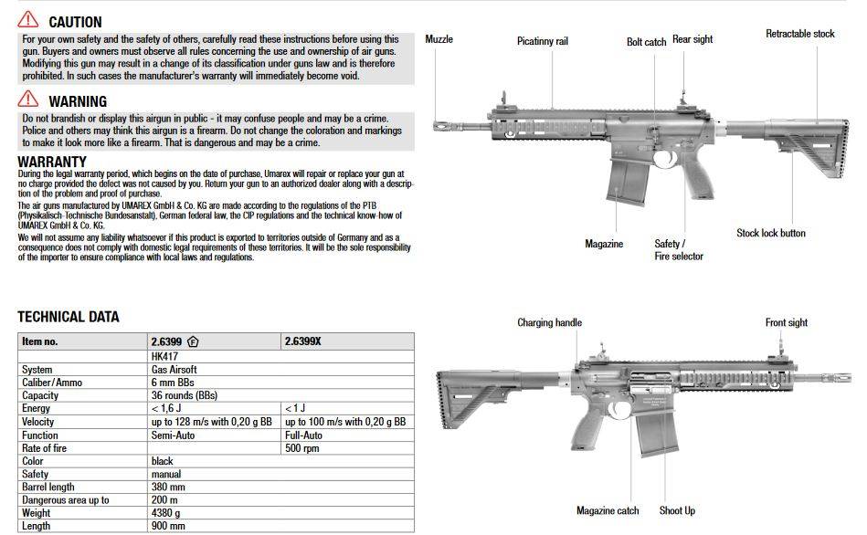 H&K 417D GBBR 1.30 joules - SemiOnly - BK