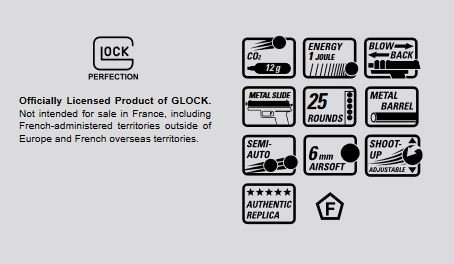GLOCK G17 Gen 4 CO2 GBB – 1,0 Joule – preto