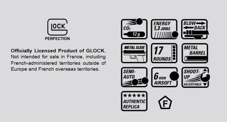 GLOCK G17 Gen 4 CO2 GBB – 1,3 Joules – preto