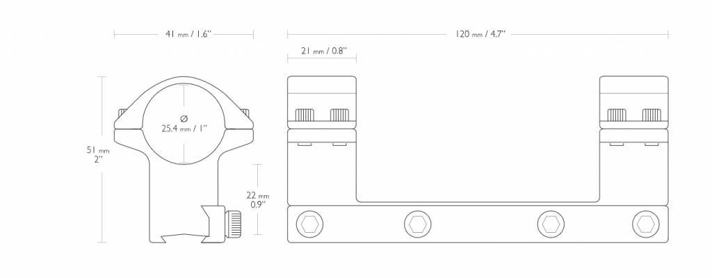 Hawke 25 mm ZF Match Double mount  for 9-11 mm rail