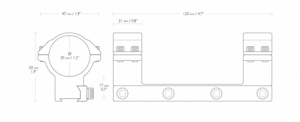 Hawke 30 mm ZF Match support double pour rail de 9-11 mm