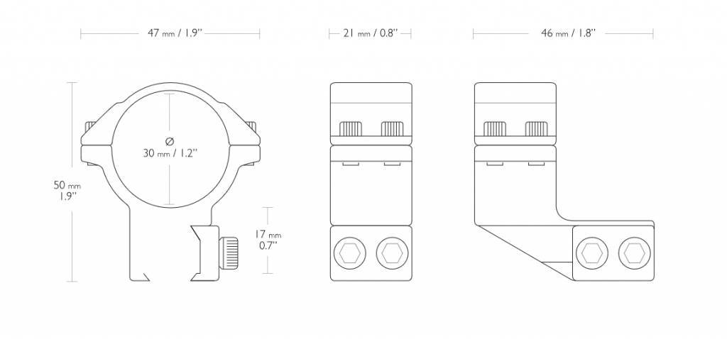 Hawke 30 mm Offset ZF Match anillos de montaje para riel de 9-11 mm