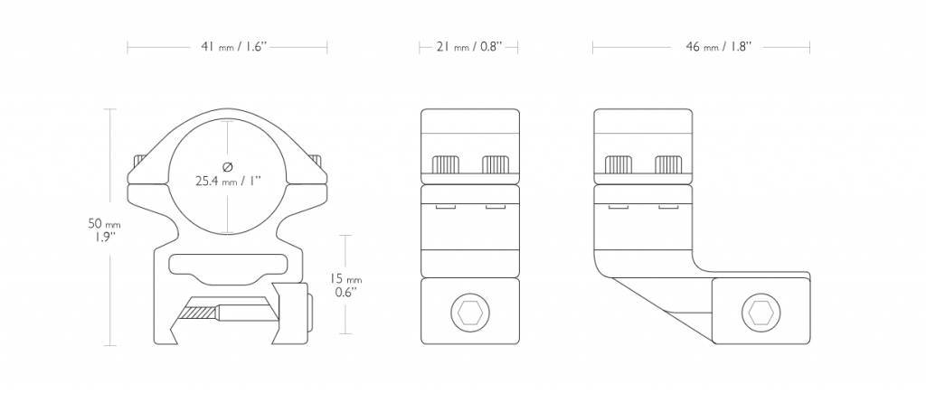 Hawke 25 mm Offset ZF Match mounting rings for 22 mm Weaver