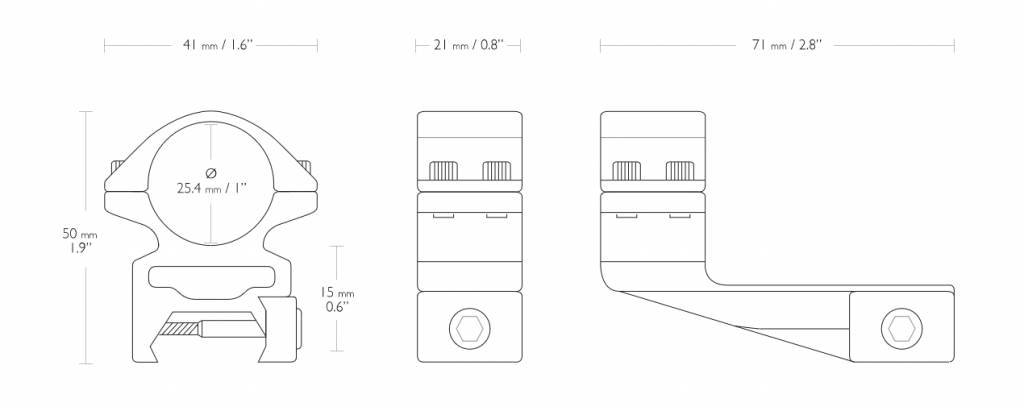 Hawke ZF Offset de 25 mm Match anéis de montagem para 22 mm Weaver