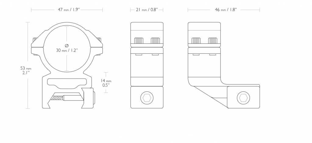 Hawke 30 mm Offset ZF Match mounting rings for 22 mm Weaver