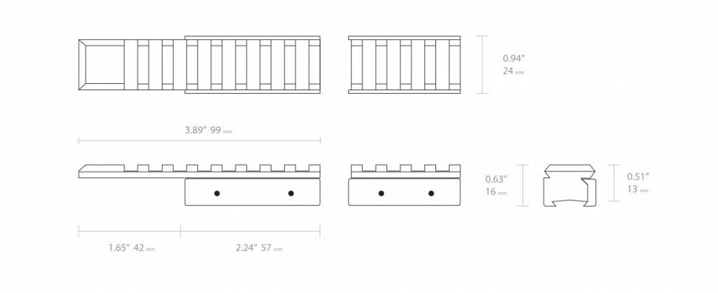 Hawke Adapterrails  from 11 mm Airgun to 22 mm 3/8" Picatinny/Weaver - 2 pc