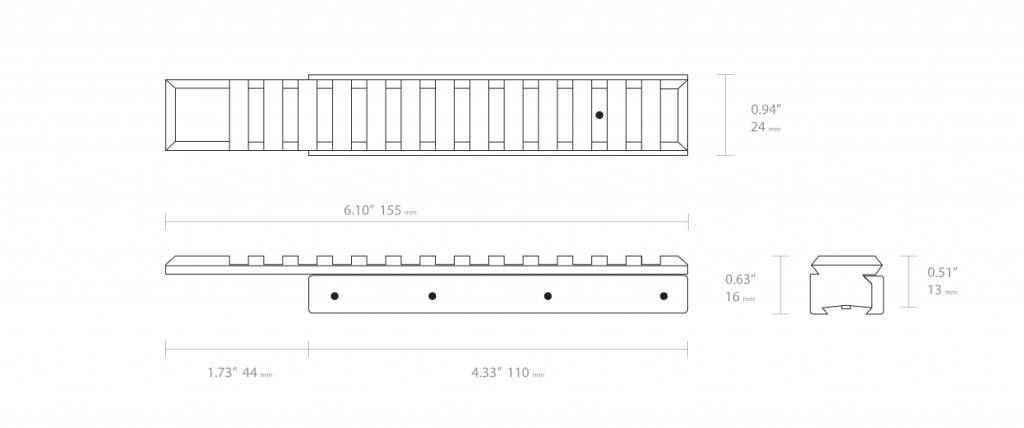 Hawke Rail d'adaptation de 115 mm de 11 mm à 22 mm Picatinny / Weaver