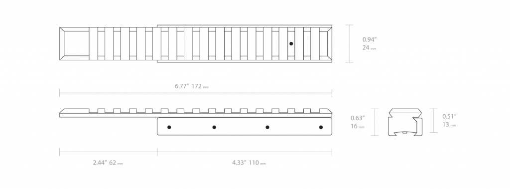 Hawke 172 mm Adapterschiene von 11 mm Airgun auf 22 mm Picatinny/Weaver