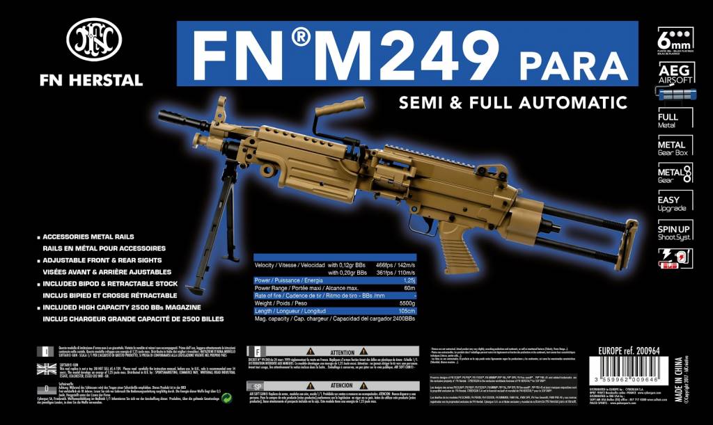 Cybergun FN M249 Para AEG machine gun 1.49 joules - TAN