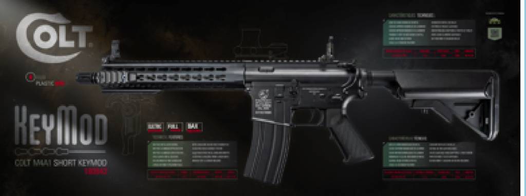 KWA Colt M4A1 10" KeyMod  AEG - 1,2 Joule - BK