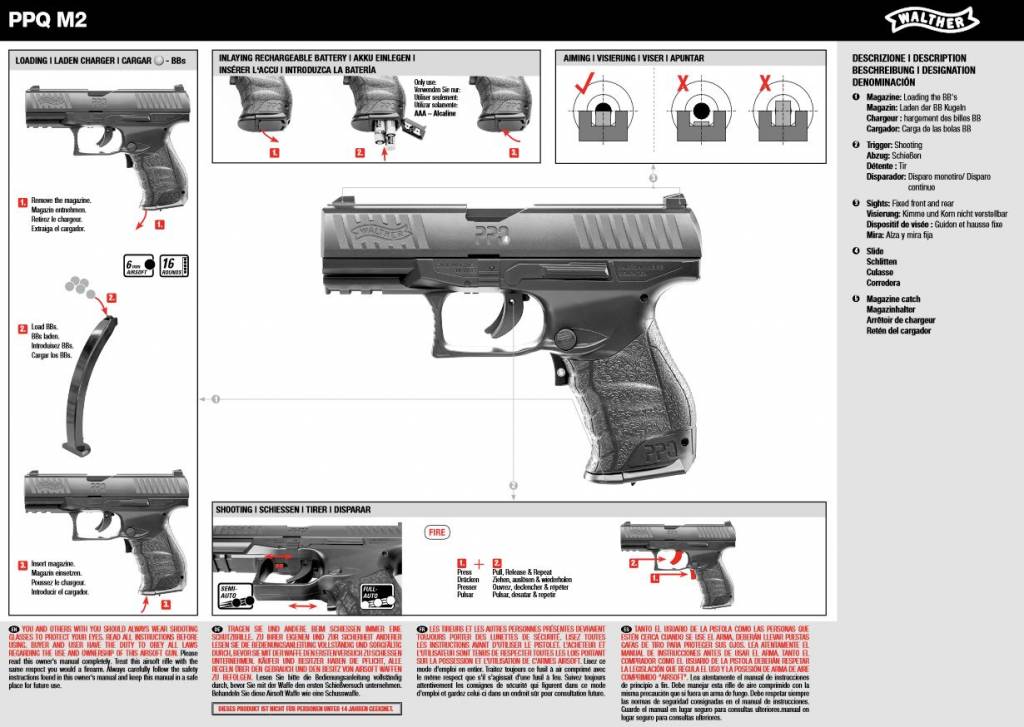 Walther PPQ M2 EBB - 0.50 Julios - BK
