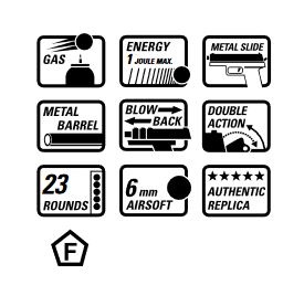 H&K P8 A1 GBB - 1.0 Joule - BK