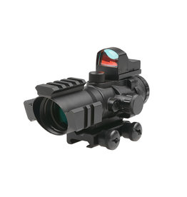 Theta Optics 4x32 Rifle Scope Rhino con Micro Red Dot - BK