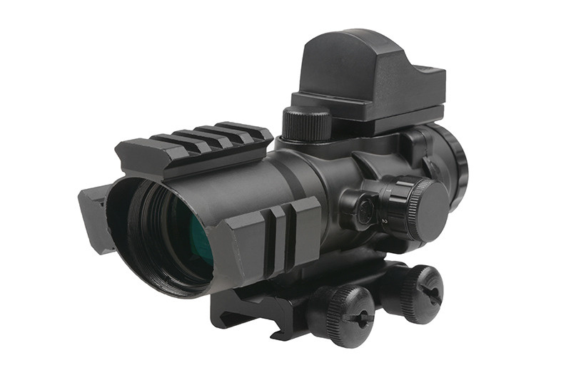 Theta Optics Rinoceronte com rifle 4x32 com micro ponto vermelho - BK