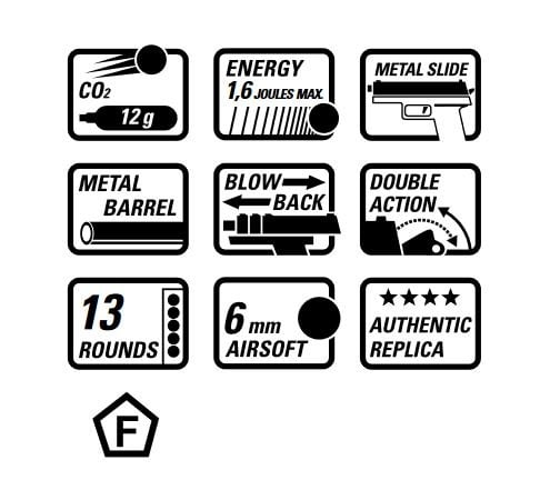 H&K VP9 Co2 GBB 1.60 joules - BK