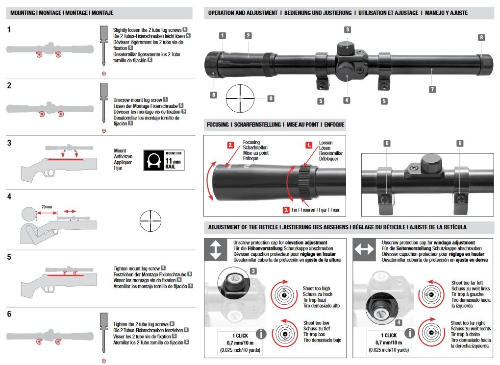 Umarex Rifle scope 4 x 15 for 11 mm dovetail rail