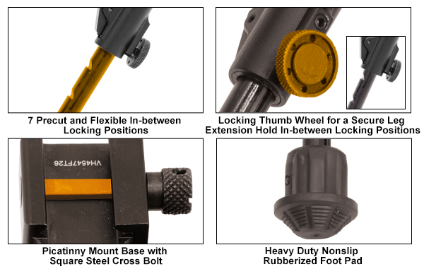 UTG Bipé Heavy Duty Recon 360 Graus - BK