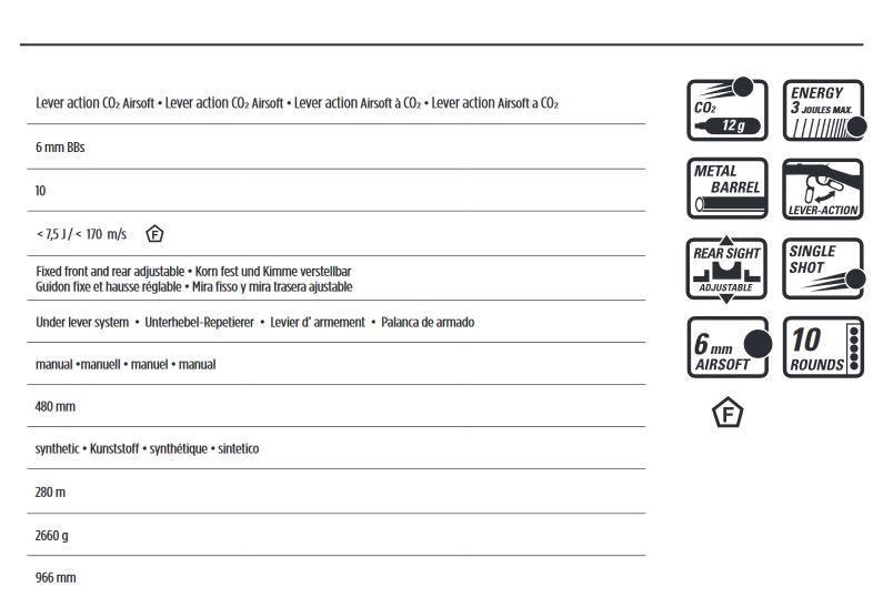 Legends Co2 Cowboy Rifle 3.0 Joule - antyczne wykończenie