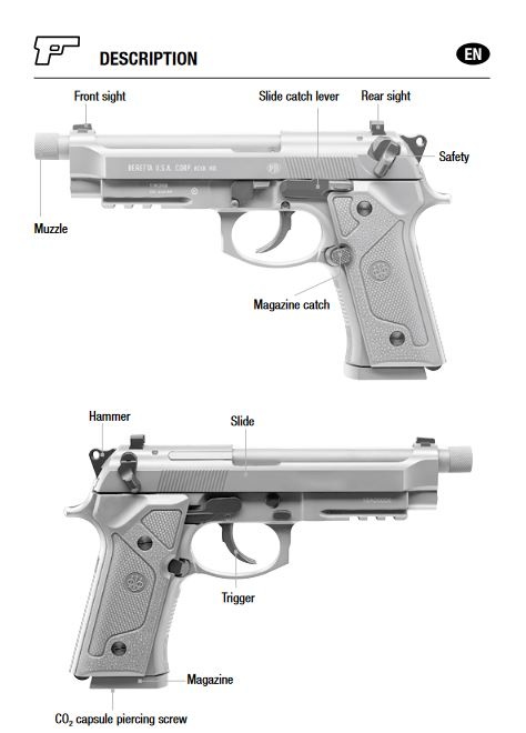 Beretta KWC M9 A3 Co2 GBB 1.30 Julios - FDE