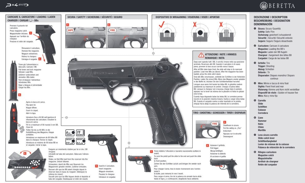 Beretta Px4 Storm PSS - spring pressure - 0.50 Joule - BK