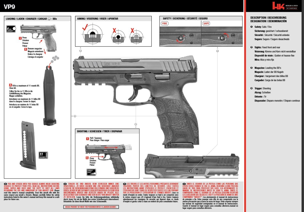 H&K VP9 PSS - docisk sprężyny - 0,50 dżula - BK