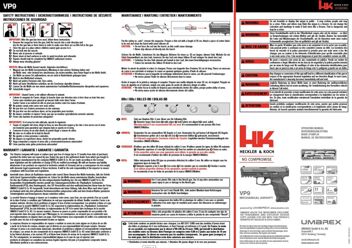 H&K VP9 PSS - docisk sprężyny - 0,50 dżula - BK