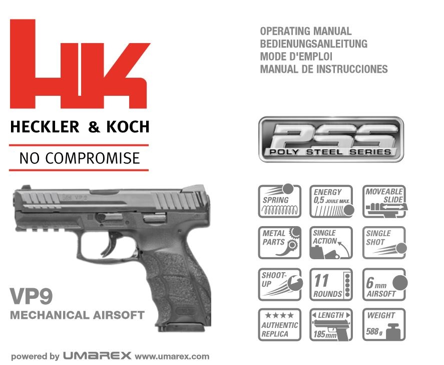 H&K VP9 PSS - docisk sprężyny - 0,50 dżula - BK